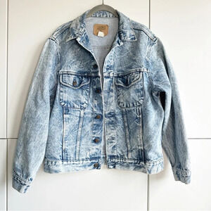 Women’s 1990’s Vintage Acid Wash Denim Jean Jacket Size Medium Retro Grunge